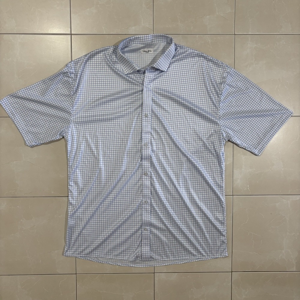 Collars and Co Dress Collar Polo Size 2XL XXL Blue Checkered Plaid Work Golf